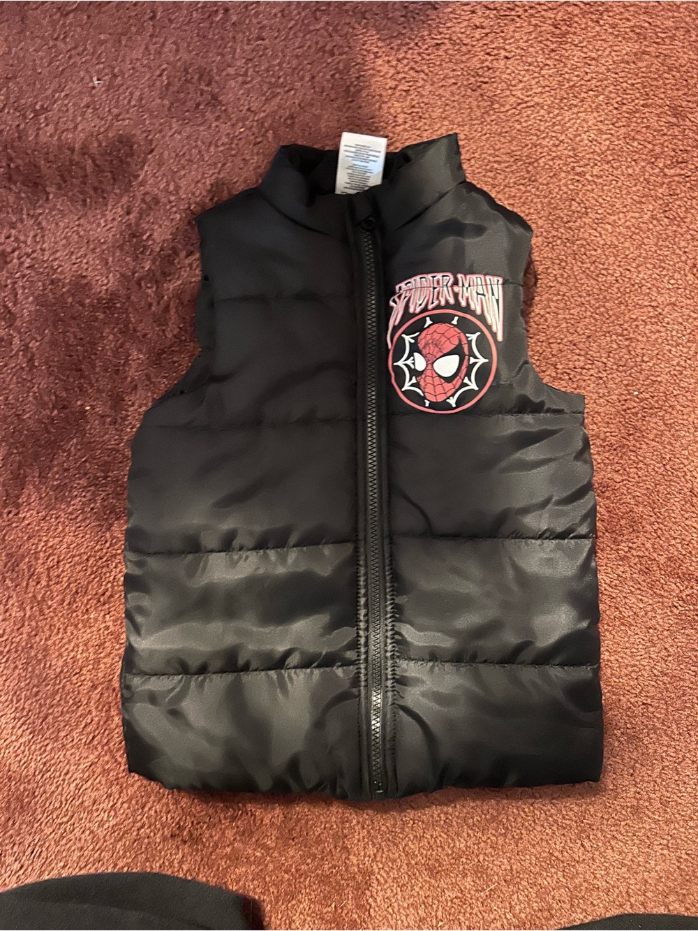 Marvel Spider-Man Black Puffer Vest